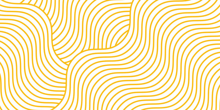 Yellow instant noodle, pasta and spaghetti texture with geometric wavy lines. Ramen, pasta vector pattern. Background abstract food illustration