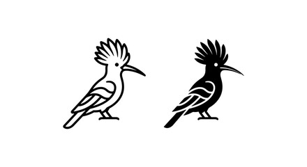 Obraz premium Hoopoe Bird Vector Icons, Black and White Ornithology Graphics