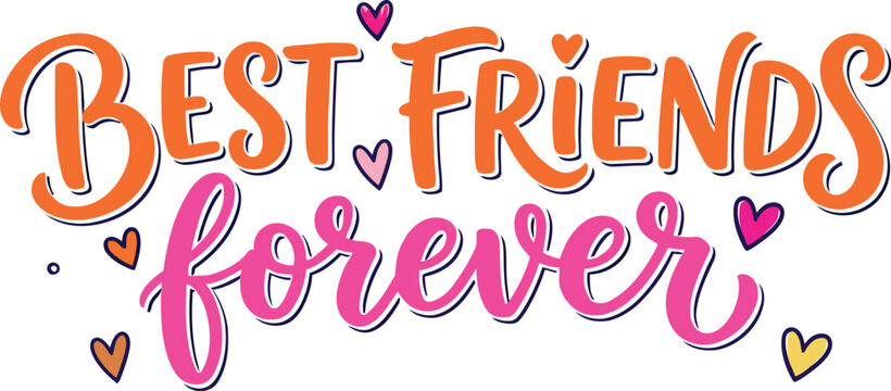 Best friends forever hearts typography