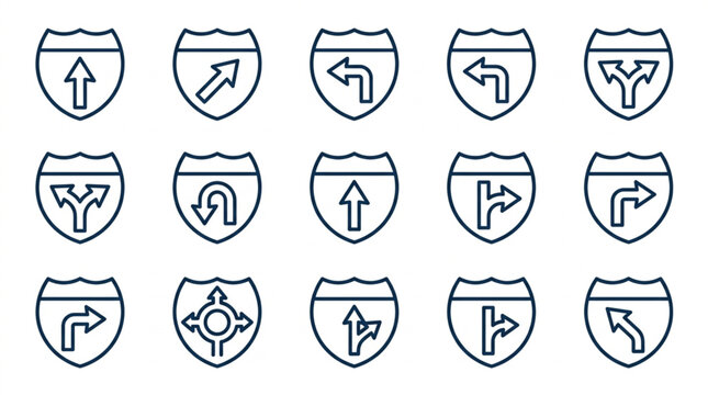 Collection of Interstate Highway Signs with Different Directions.