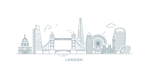 Minimal line art illustration of the London skyline © PUNEET