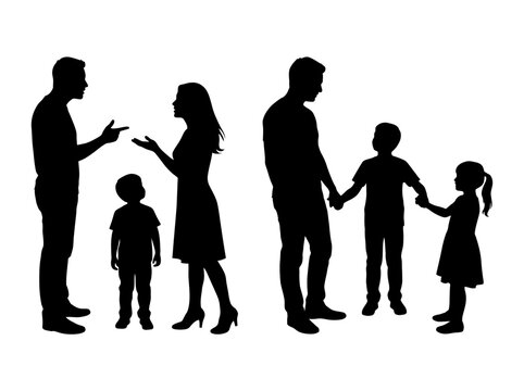 Family Conflict Silhouette Vector