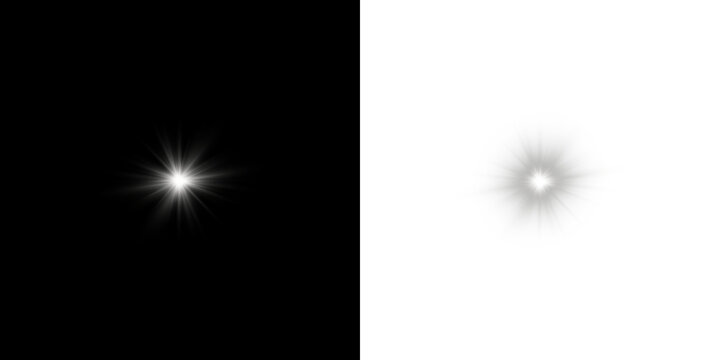 Png white star light, sparkle. Yellow light effect. Shining light with yellow gold color. Png spotlight spark.Vector transparent sunlight special lens flare light effect