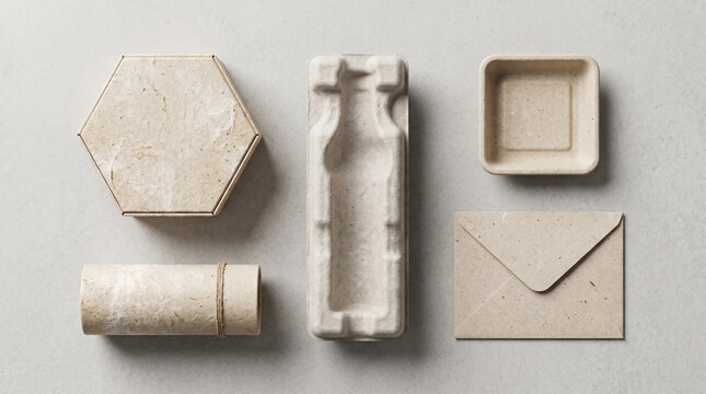 Utilizing compressed organic fibers and molded recycled pulp to create a geometric arrangement of sustainable industrial packaging modules for eco-branding.