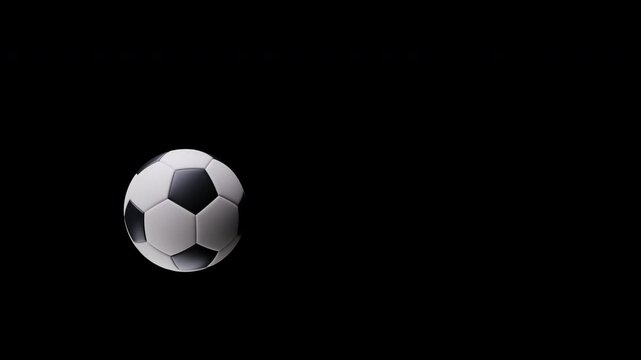 3D soccer ball bouncing animation transparent background alpha channel seamless loop, sport football broadcast overlay 16:9