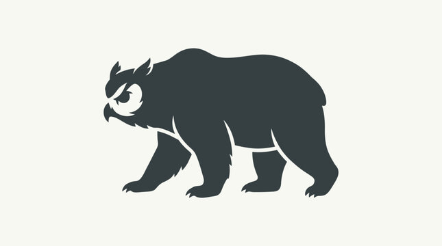 Unique Illustration of a Bear with an Owls Head, Walking Forward.