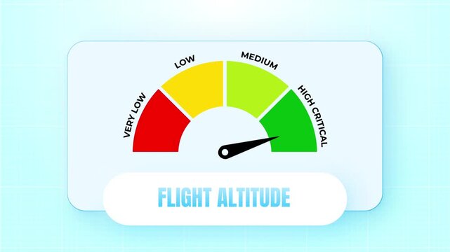 Flight Altitude gauge animation featuring smooth stone textures, bright digital lighting, and a red to green color scale, 4k video
