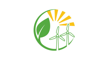 Obraz premium A circular icon representing sustainable energy and environmental conservation concepts