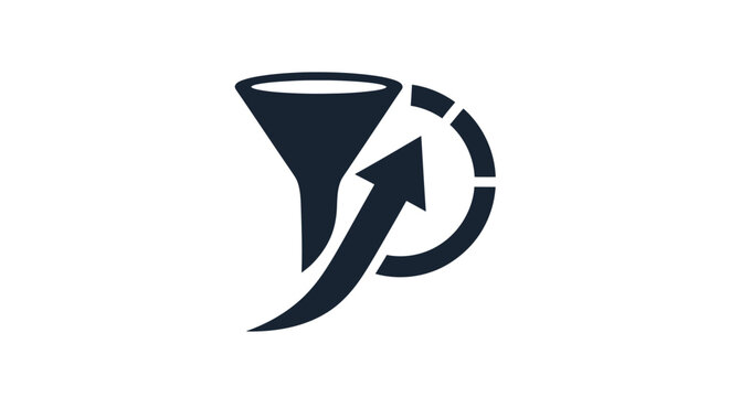 A minimalist icon representing data filtering and rapid growth progress