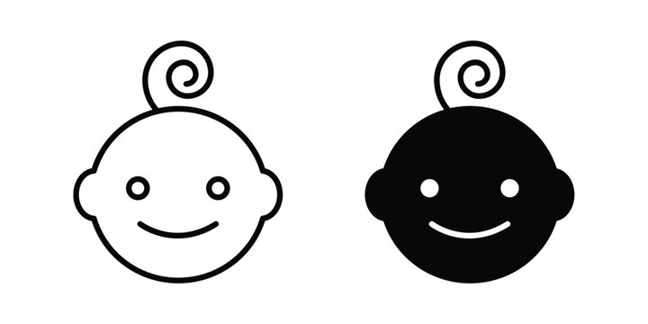 Baby face icon solid Icon Design Concept. Line icons