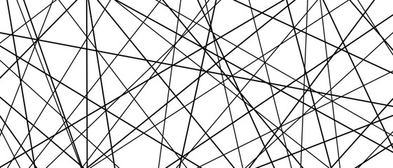 Straight random chaotic geometric lines form striking abstract vector pattern with irregular angles chaotic arrangement create bold monochrome texture creative contemporary illustration background. © Konstantin