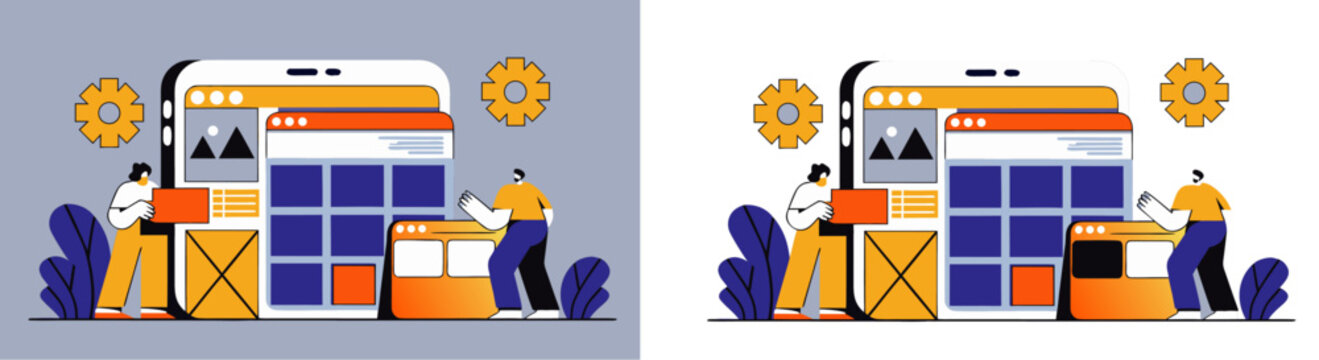 Modern Website Development and UI UX Design Flat Vector Illustration