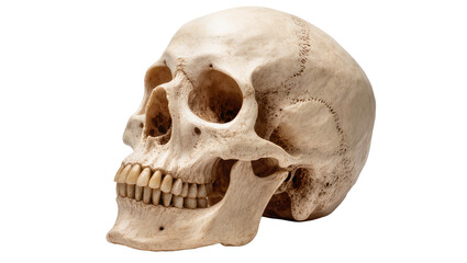 Human skull with teeth and jawbone, side view © Michal