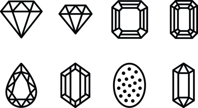 Set of geometric diamond and polygonal shapes with lines and dots for design Vector