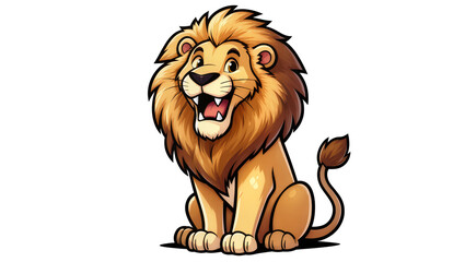 Cartoon lion with big mane sitting and roaring © Michal