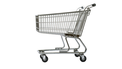 Chrome shopping cart with wheels and handle © Michal