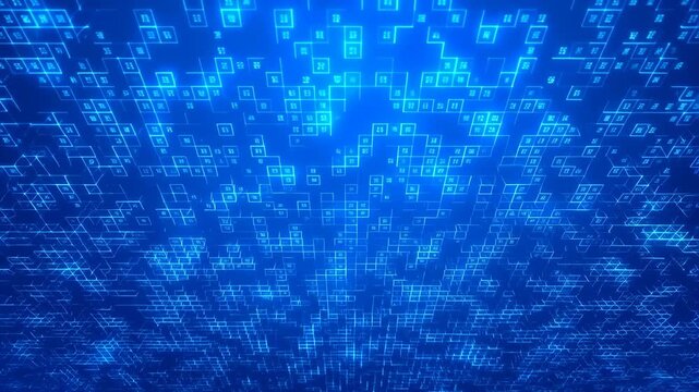 Abstract blue technology background with glowing digital grid