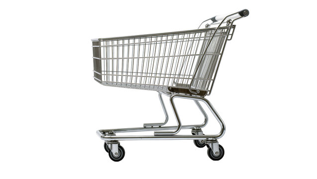 Chrome shopping cart with wheels and handle