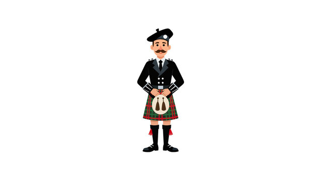 Scottish man in traditional kilt and uniform