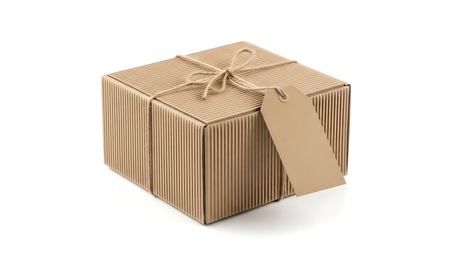 Elegantly wrapped brown paper gift box with jute string