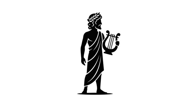 Ancient Greek God Apollo holding a Lyre and Laurel Wreath.