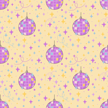 Retro Disco Ball Seamless Pattern