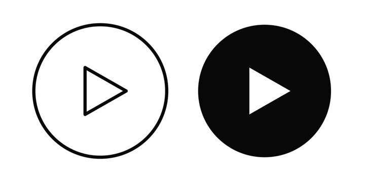 Media play button icon solid Icon Design Concept. Line icons