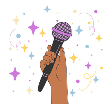 Hand Holding Microphone Vector