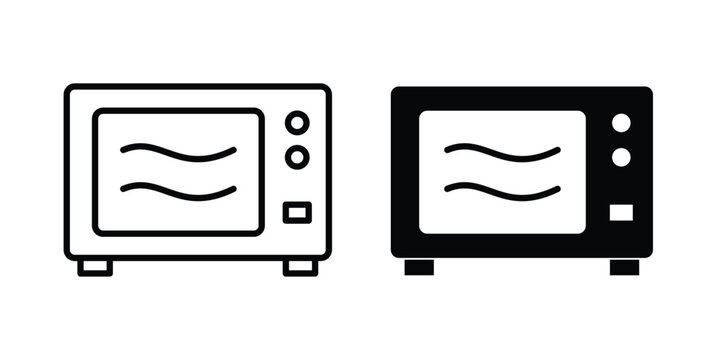 Microwave oven icon solid Icon Design Concept. Line icons