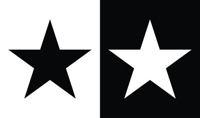 Obraz premium Black and White Star Icon Set, Five Pointed Rating Symbols Collection, Contrast Star Vector Illustration for Reviews, Awards, Education, Business and User Interface Design.