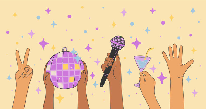 Festive Party Hands Celebration Elements Poster