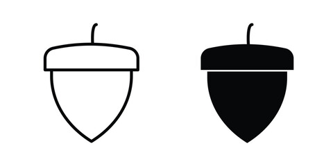 Oak nut icon solid Icon Design Concept. Line icons © Win