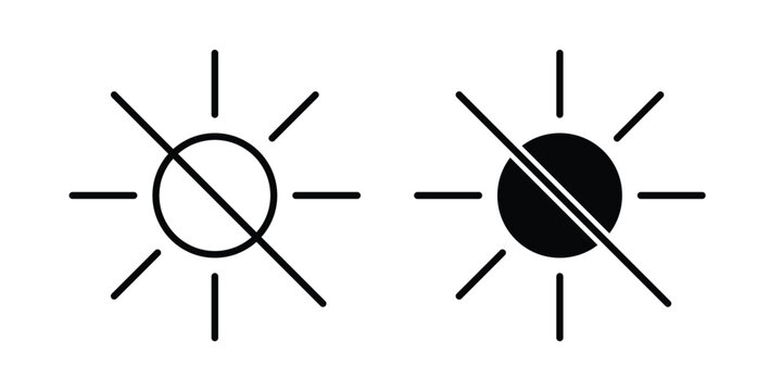 No sun icon solid Icon Design Concept. Line icons