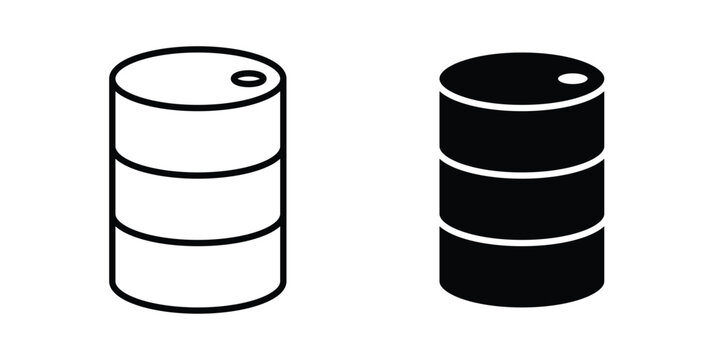 Oil drum container icon solid Icon Design Concept. Line icons