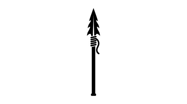 Black Spear with a Pointed Tip and a Wrapped Handle.
