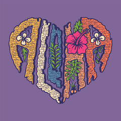 aloha illustration typography graphic tropical design flower vintage summer © kaboet