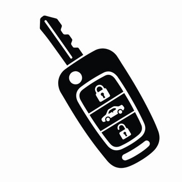 Vehicle smart key remote control and auto security solid vector icon