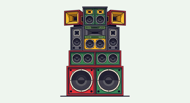 International Reggae Music Festival Sound System on a Sunny Day Outdoors