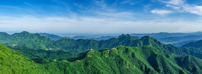 Epic Panorama Majestic Jiankou Wild Great Wall Winding Over Endless Summer Mountains, Beijing © why2husky