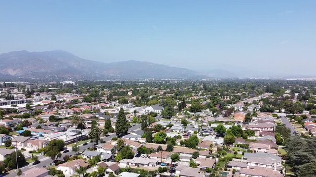 Modern Residential Area Aerial Drone View at Sunset