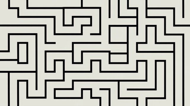 Abstract and white maze pattern background with complex paths