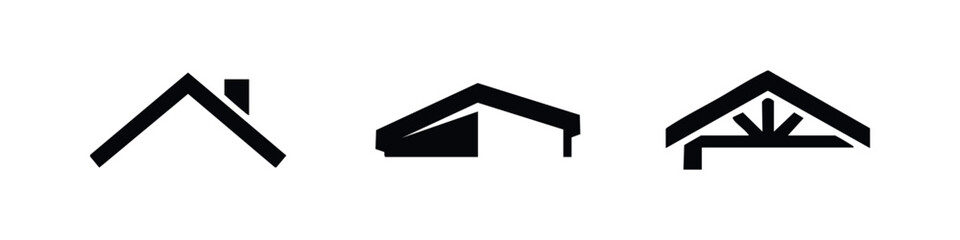 House roof and construction icons. Architecture and building structure symbols. © Lili