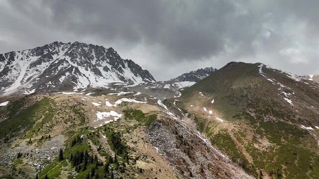 Aerial Mountains landscape in Kazakhstan