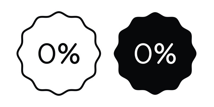 Zero percent icon solid Icon Design Concept. Line icons
