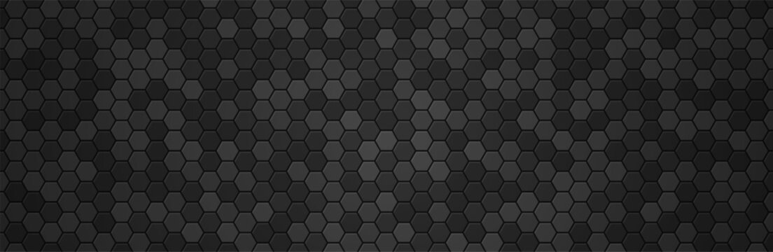 Hexagon tile carbon background, geometric, dark gray.