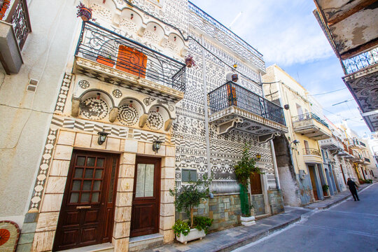 Chios - Greece, October 13, 2025, Pyrgi Village on Chios Island