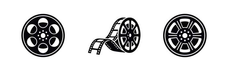Obraz premium Classic Film Reel and Cinematography Icons - Vintage Movie Film Spools