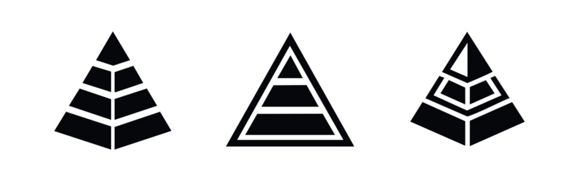 Business Hierarchy and Organizational Pyramid Icons - Layered and Sectioned Structures