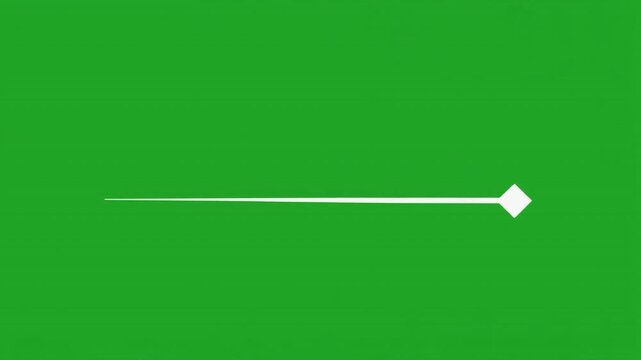Animated white line on a green screen background with a diamond shape at the end