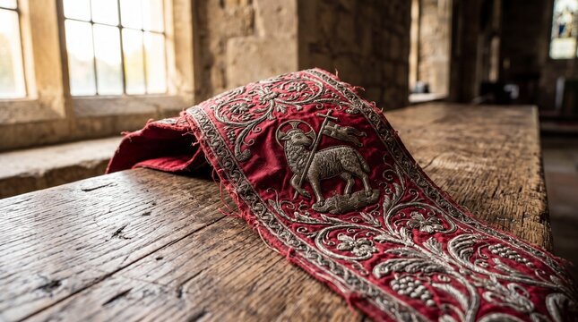Ornate Religious Vestment Featuring Agnus Dei